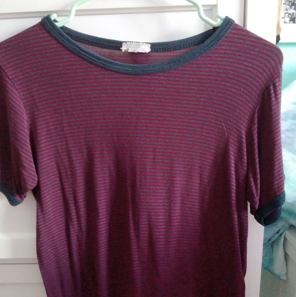 Brandy Melville black and red striped t shirt